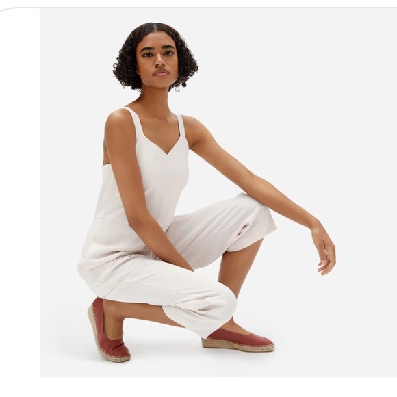 EVERLANE The Japanese GoWeave Cropped Slip Jumpsuit in Blush Pink Size 00 - Picture 1 of 7
